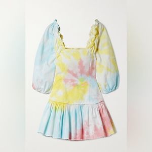 New LoveShackFancy Chai Mini Dress 
Rainbow Radical Tie Dye Size Small